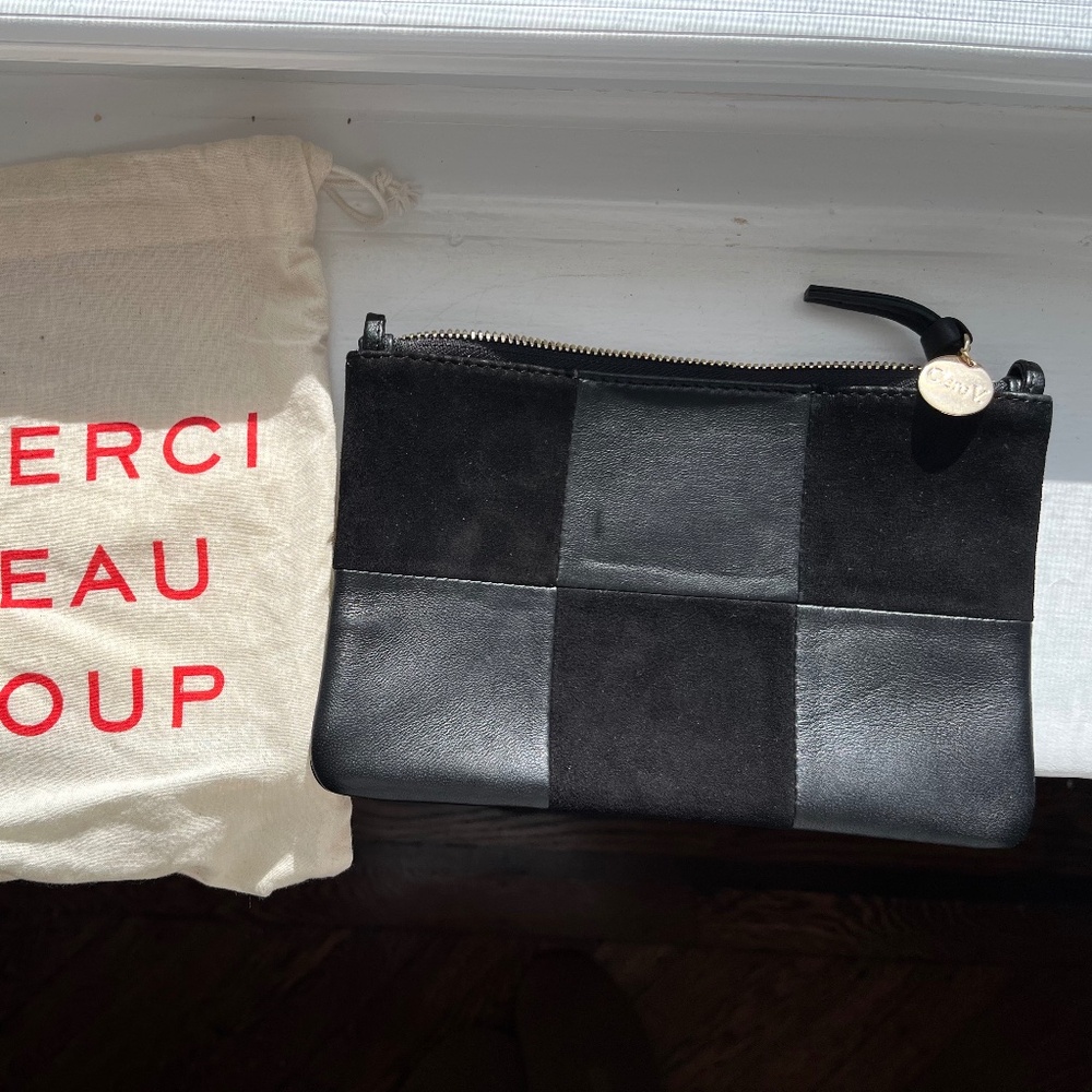 Clare V leather & suede wallet clutch
